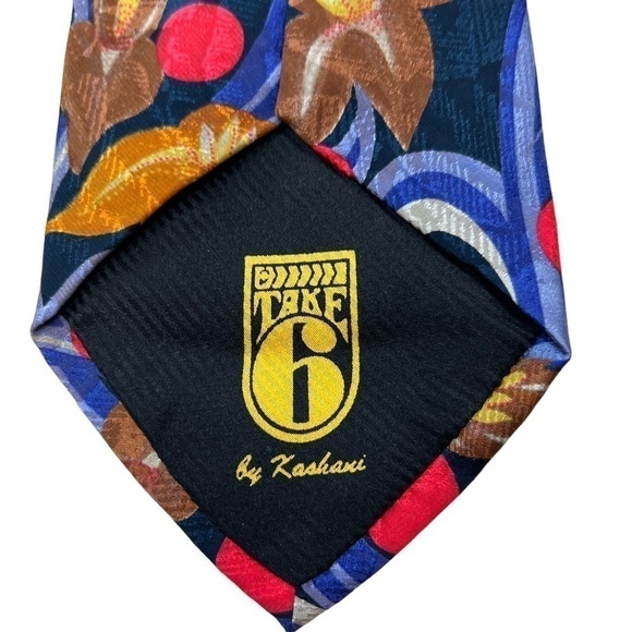 Take 6 by Kashani Silk Tie Made in italy multicolor Floral Polka Dots 3.5” Wide - Picture 5 of 8